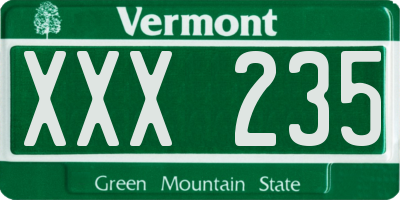 VT license plate XXX235