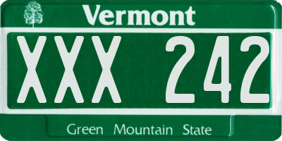 VT license plate XXX242