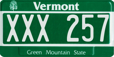 VT license plate XXX257