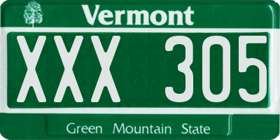 VT license plate XXX305