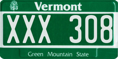 VT license plate XXX308