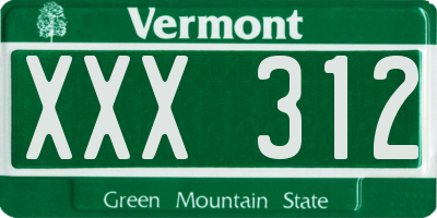 VT license plate XXX312