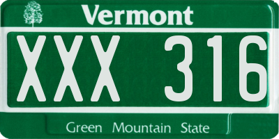 VT license plate XXX316