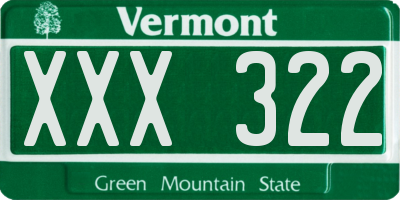 VT license plate XXX322