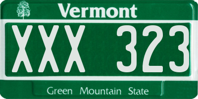 VT license plate XXX323