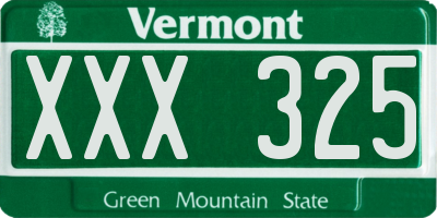 VT license plate XXX325