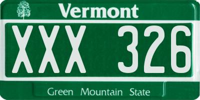 VT license plate XXX326