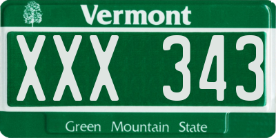 VT license plate XXX343
