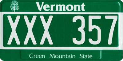 VT license plate XXX357