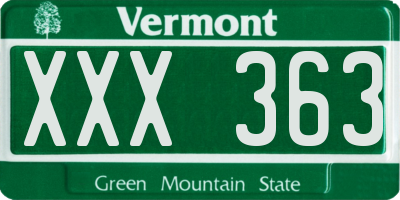 VT license plate XXX363