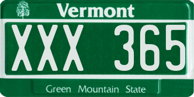 VT license plate XXX365