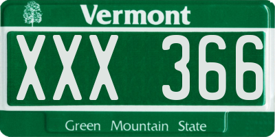 VT license plate XXX366