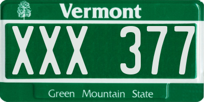 VT license plate XXX377