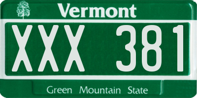 VT license plate XXX381