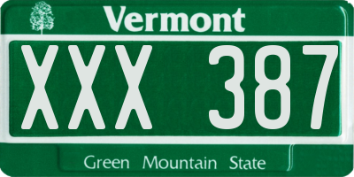 VT license plate XXX387
