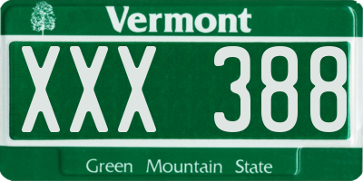VT license plate XXX388