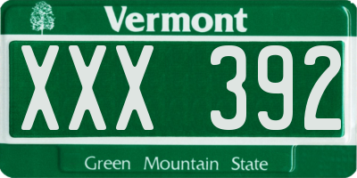 VT license plate XXX392