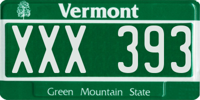 VT license plate XXX393