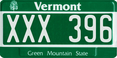 VT license plate XXX396