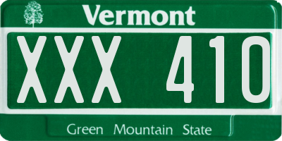 VT license plate XXX410