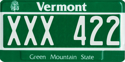 VT license plate XXX422