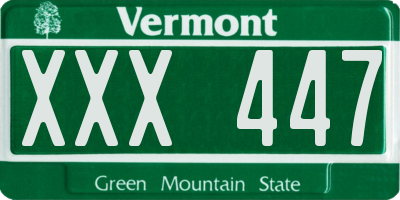VT license plate XXX447