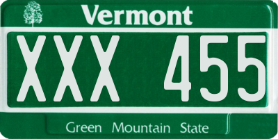VT license plate XXX455