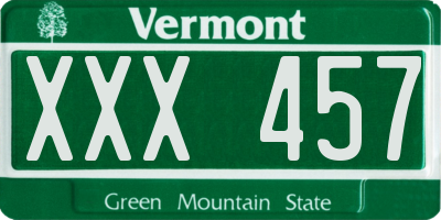 VT license plate XXX457