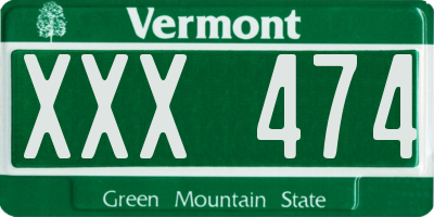 VT license plate XXX474