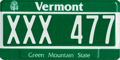 VT license plate XXX477