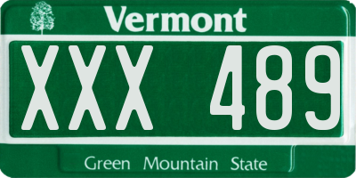VT license plate XXX489