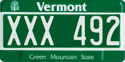 VT license plate XXX492