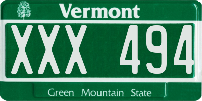 VT license plate XXX494