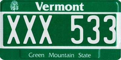VT license plate XXX533
