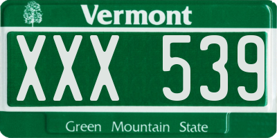 VT license plate XXX539