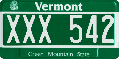 VT license plate XXX542