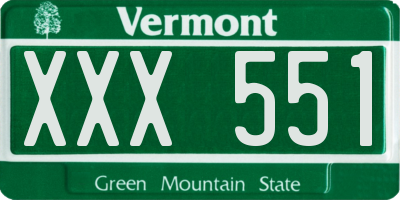 VT license plate XXX551