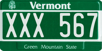 VT license plate XXX567
