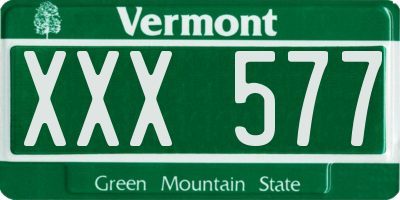 VT license plate XXX577