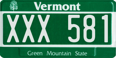 VT license plate XXX581