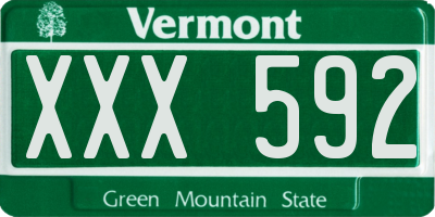 VT license plate XXX592