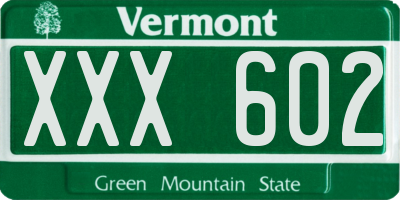 VT license plate XXX602
