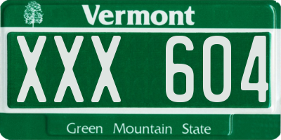 VT license plate XXX604