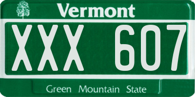 VT license plate XXX607