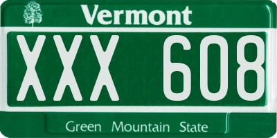 VT license plate XXX608