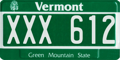 VT license plate XXX612