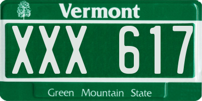 VT license plate XXX617