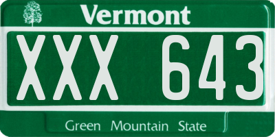 VT license plate XXX643