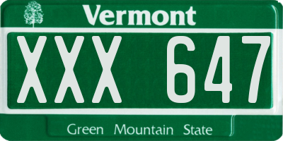 VT license plate XXX647