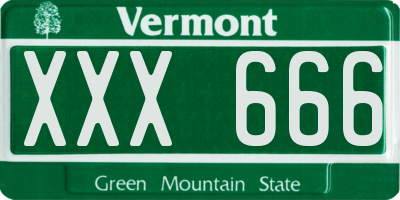 VT license plate XXX666